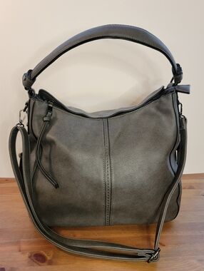 Realer Faux Leather Gray Convertible Gray Hobo Bag